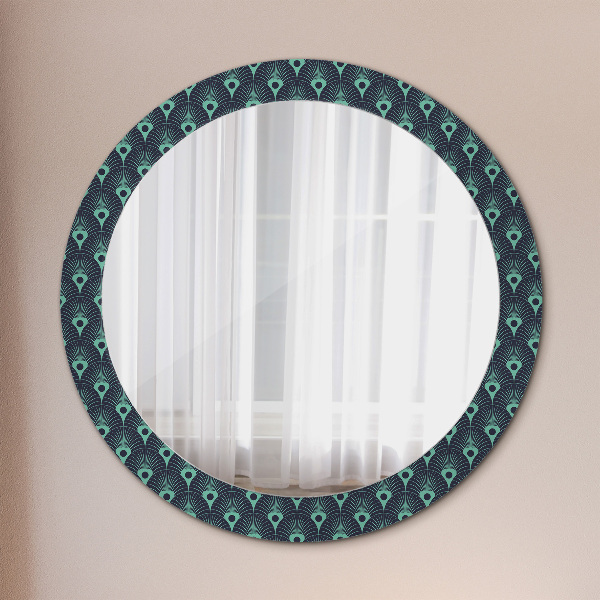 Round mirror frame with print Floral pattern