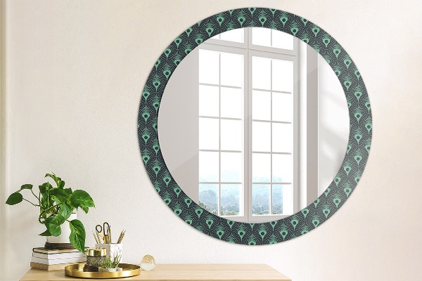 Round mirror frame with print Floral pattern