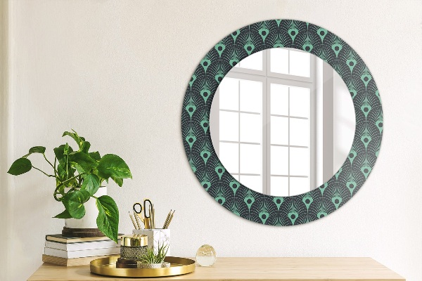 Round mirror frame with print Floral pattern