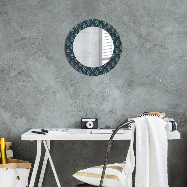 Round mirror frame with print Floral pattern