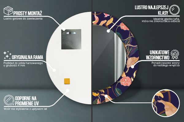 Ornate framed mirror Watercolor plants