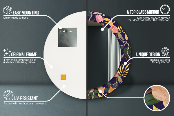 Ornate framed mirror Watercolor plants