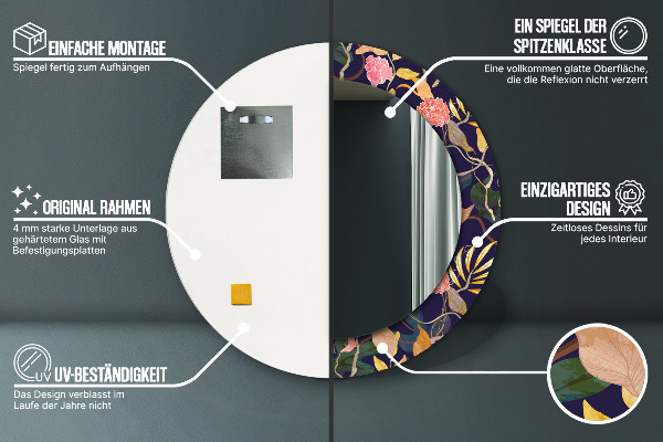 Ornate framed mirror Watercolor plants