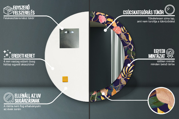 Ornate framed mirror Watercolor plants