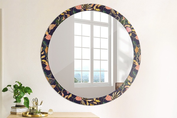 Ornate framed mirror Watercolor plants