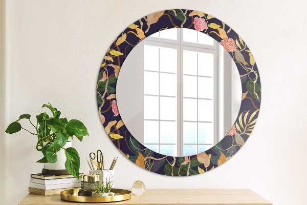 Ornate framed mirror Watercolor plants