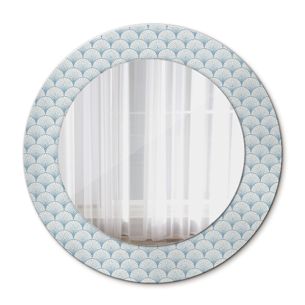 Round mirror frame with print Japanese retro