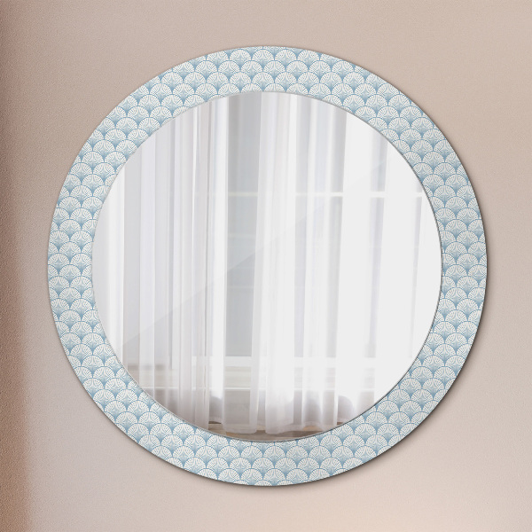 Round mirror frame with print Japanese retro