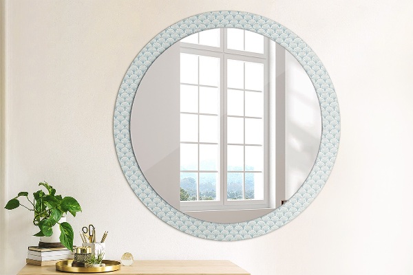 Round mirror frame with print Japanese retro