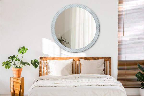 Round mirror frame with print Japanese retro