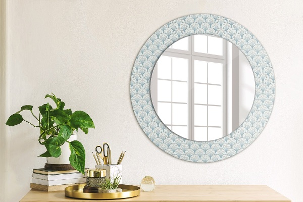 Round mirror frame with print Japanese retro