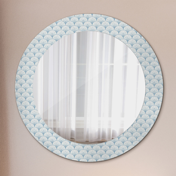 Round mirror frame with print Japanese retro