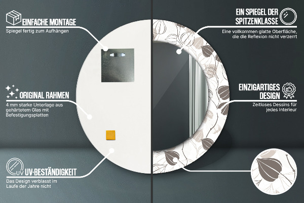 Round mirror frame with print Abstract floral