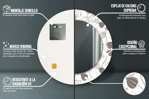 Round mirror frame with print Abstract floral