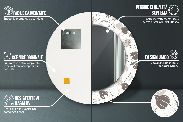 Round mirror frame with print Abstract floral