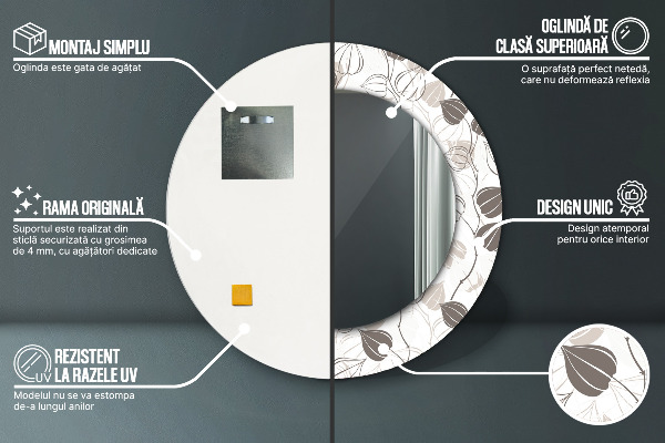 Round mirror frame with print Abstract floral