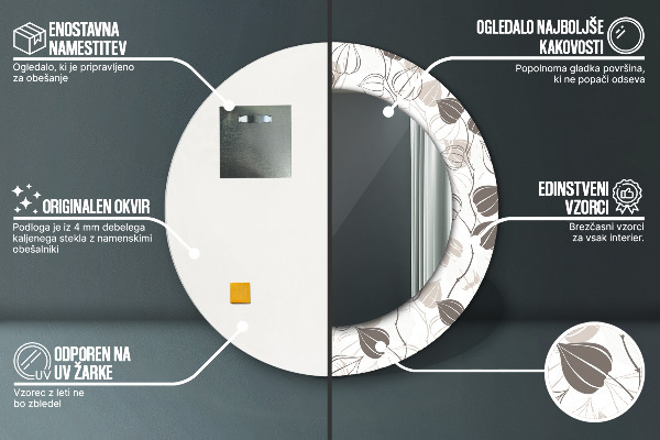 Round mirror frame with print Abstract floral