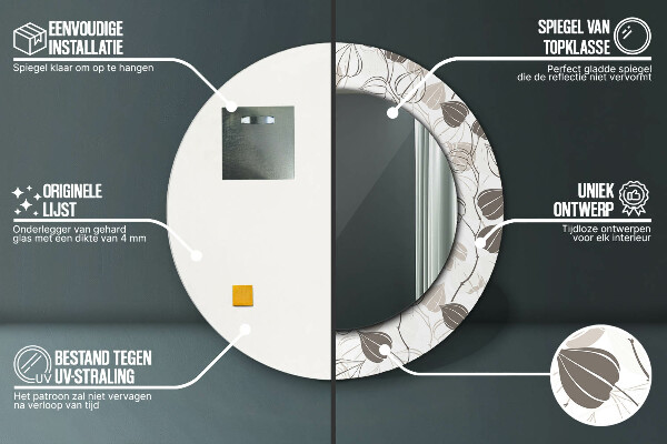 Round mirror frame with print Abstract floral