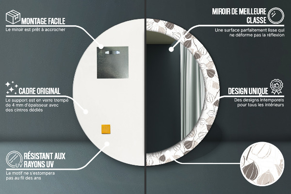 Round mirror frame with print Abstract floral