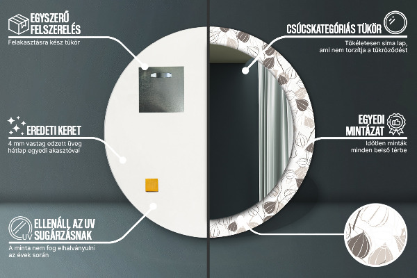 Round mirror frame with print Abstract floral