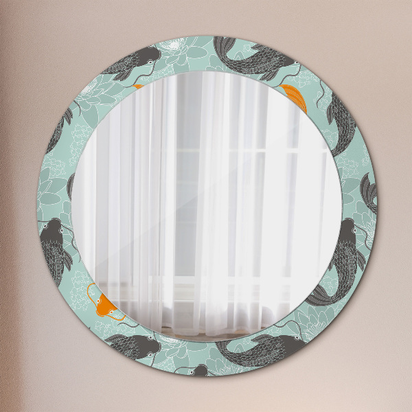 Round decorative mirror Chinese carp