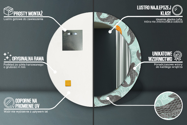 Round decorative mirror Chinese carp