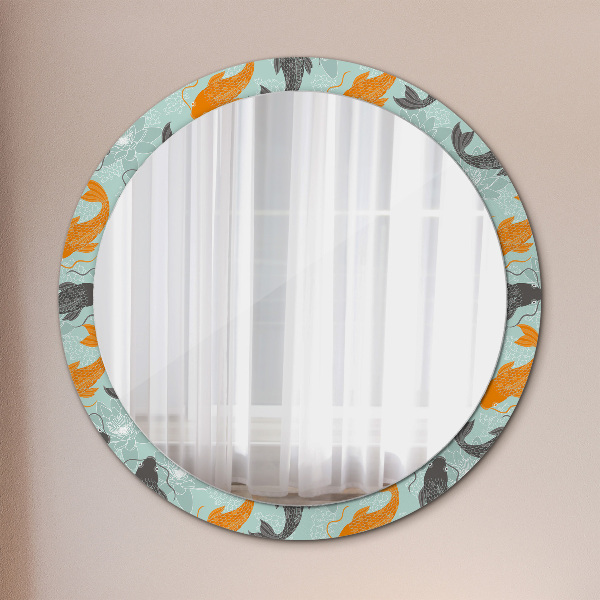 Round decorative mirror Chinese carp