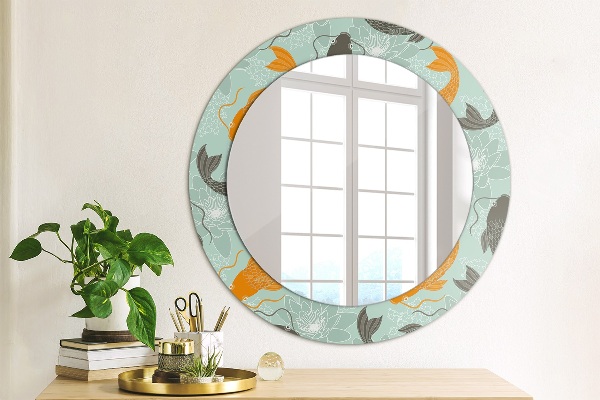 Round decorative mirror Chinese carp