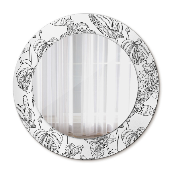 Circle decorative mirror Floral pattern