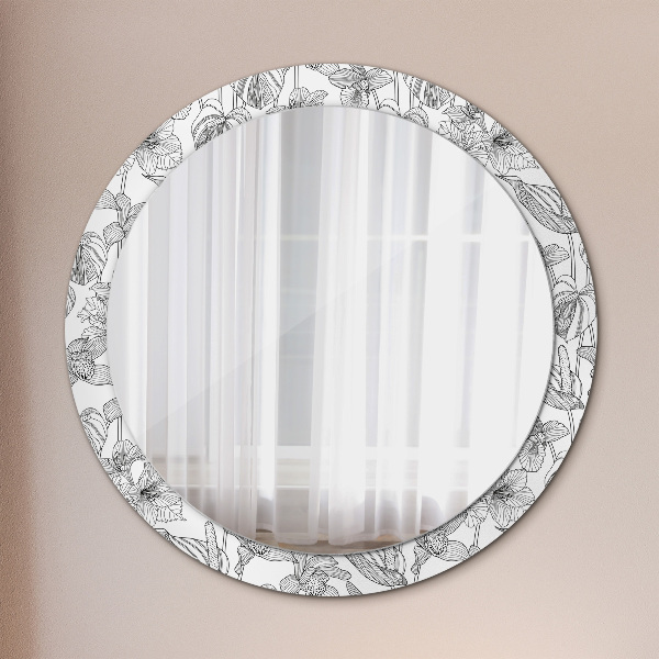 Circle decorative mirror Floral pattern