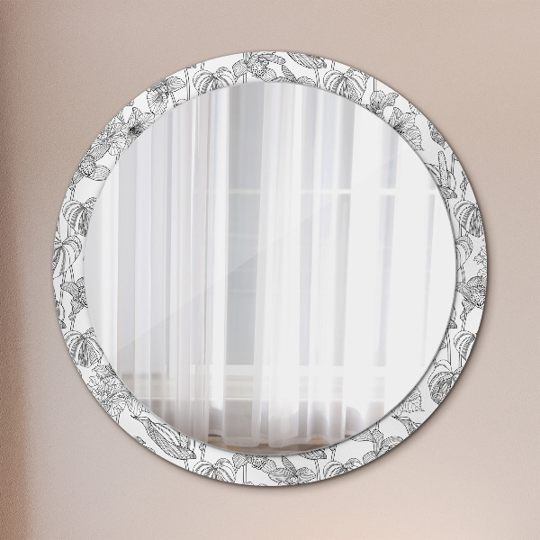 Circle decorative mirror Floral pattern