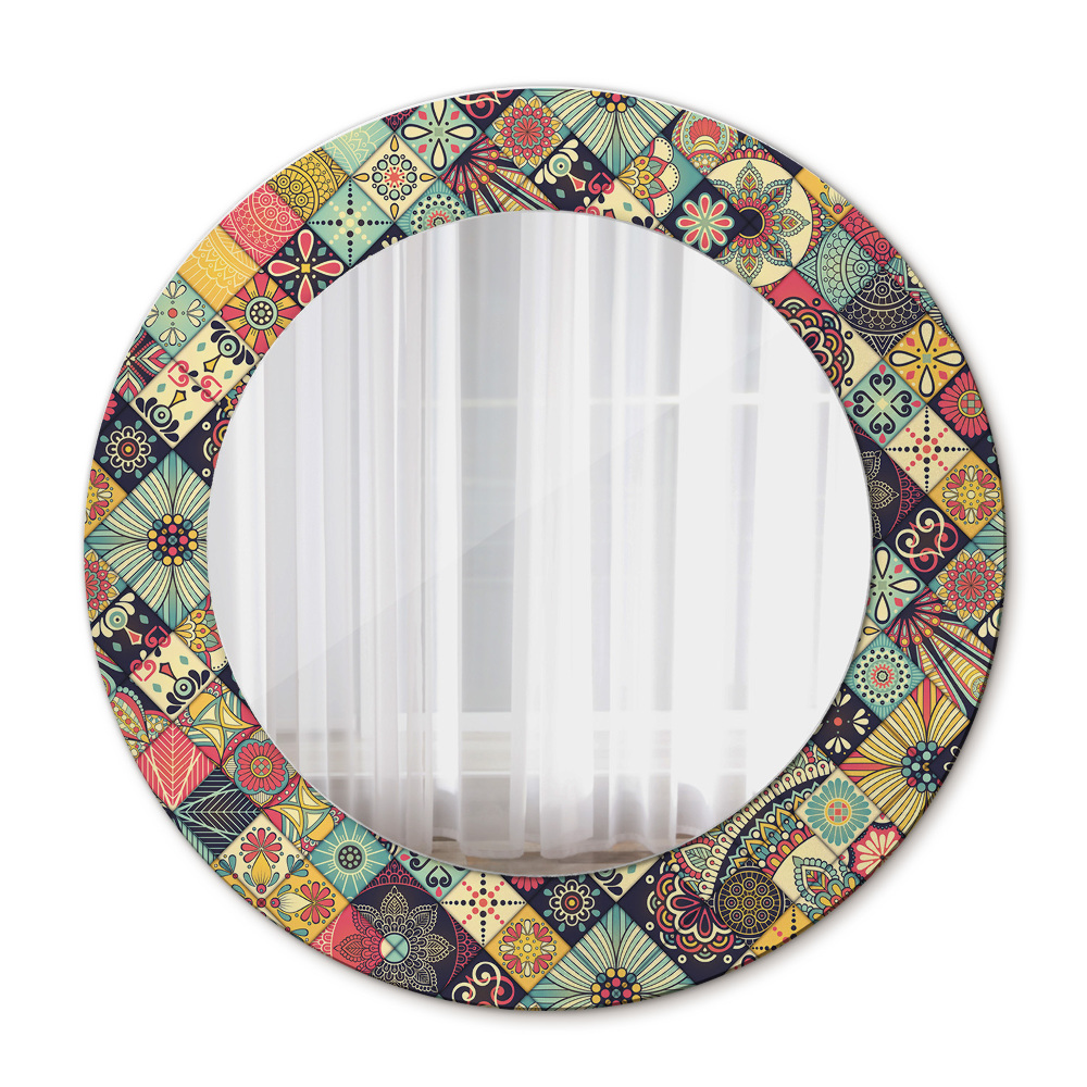 Round wall mirror design Ethnic floral