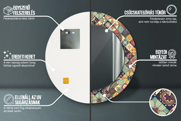 Round wall mirror design Ethnic floral