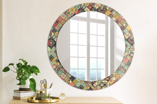 Round wall mirror design Ethnic floral