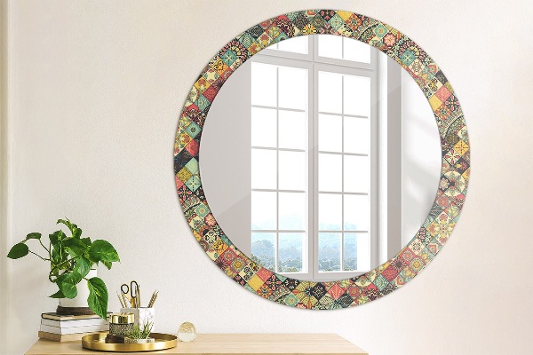 Round wall mirror design Ethnic floral