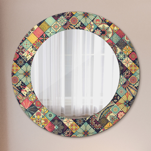 Round wall mirror design Ethnic floral