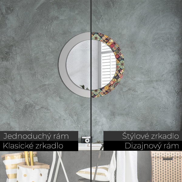 Round wall mirror design Ethnic floral