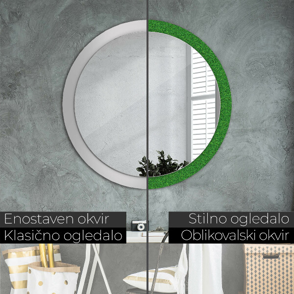 Round wall mirror design Green grass