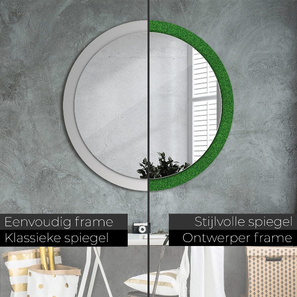 Round wall mirror design Green grass