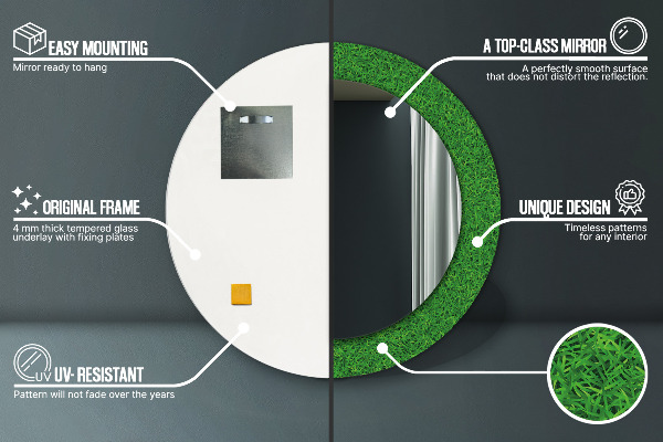 Round wall mirror design Green grass