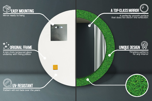 Round wall mirror design Green grass