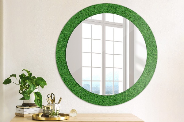 Round wall mirror design Green grass