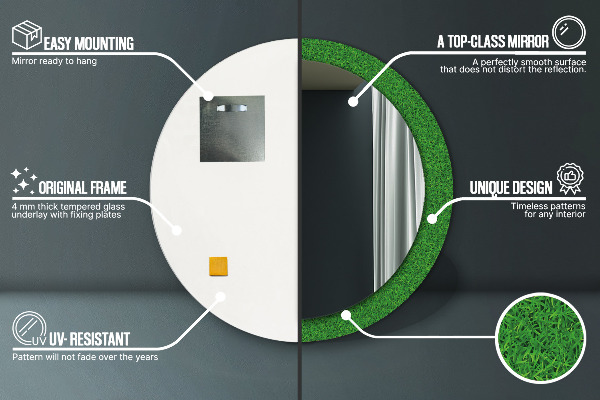 Round wall mirror design Green grass