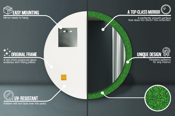 Round wall mirror design Green grass