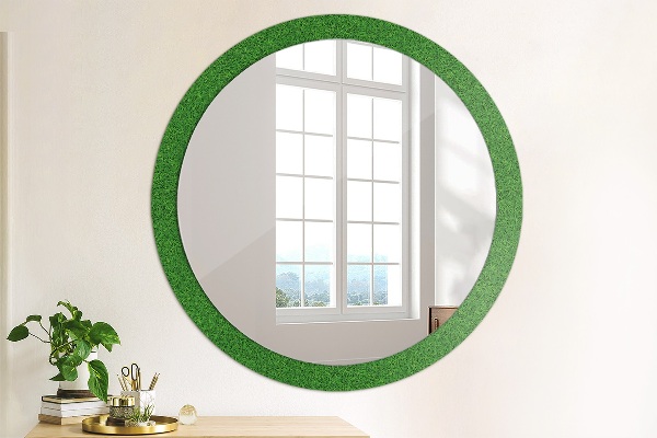 Round wall mirror design Green grass