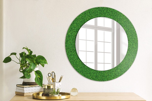 Round wall mirror design Green grass
