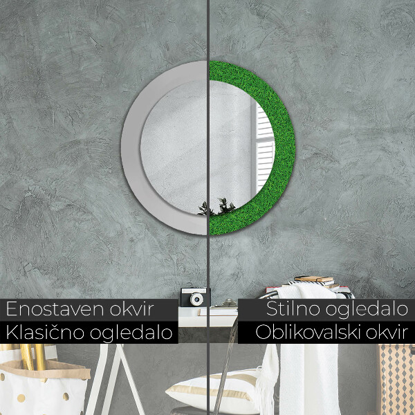 Round wall mirror design Green grass