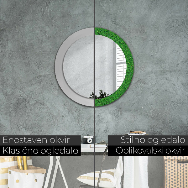 Round wall mirror design Green grass