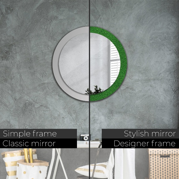 Round wall mirror design Green grass