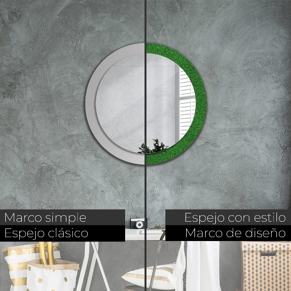 Round wall mirror design Green grass